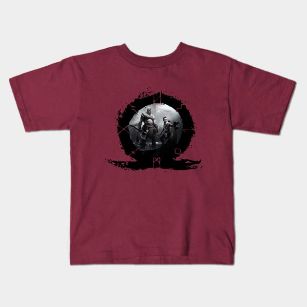 God Of War - The Boat In The Ring Black & White Kids T-Shirt by bardor2@gmail.com